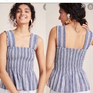 NWOT Anthropologie Navy and White Striped Tank Top